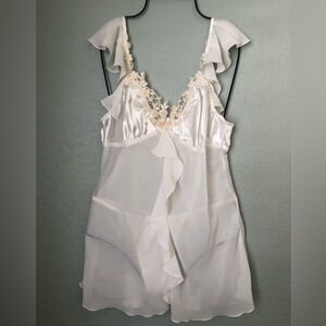 vtg Y2K Blossom Intimate Sleepwear Lingerie Set Silky White Women Small